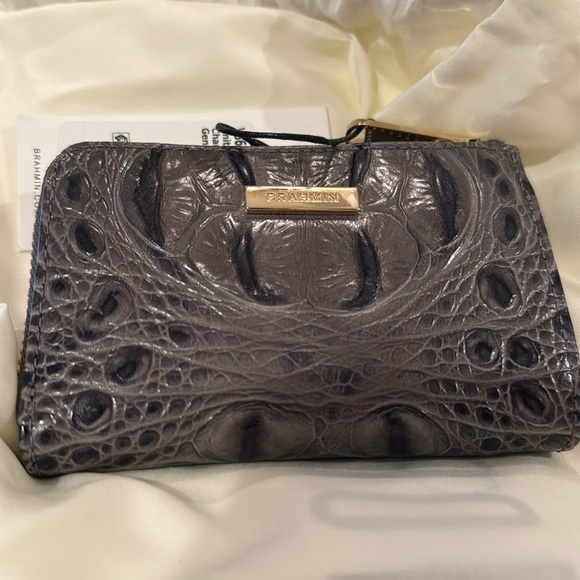 BRAHMIN ANITA WALLET in Charcoal Zinnia Melbourne Collection NWT - Picture 1 of 5